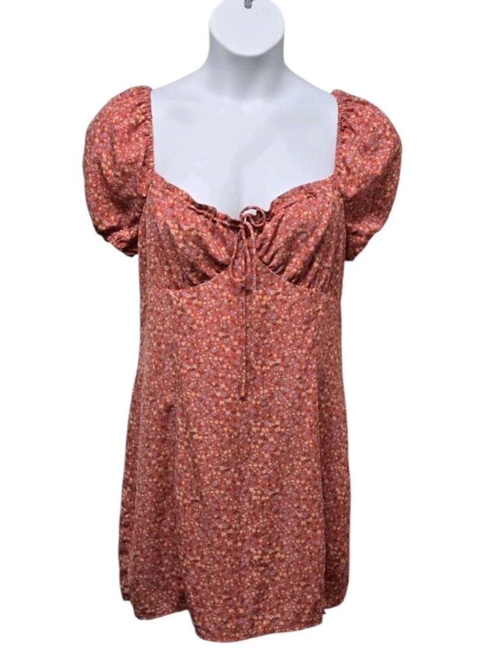BP Dress Womens XL Pink Floral Print Puffed Sleeve  Peasant Milkmaid Western